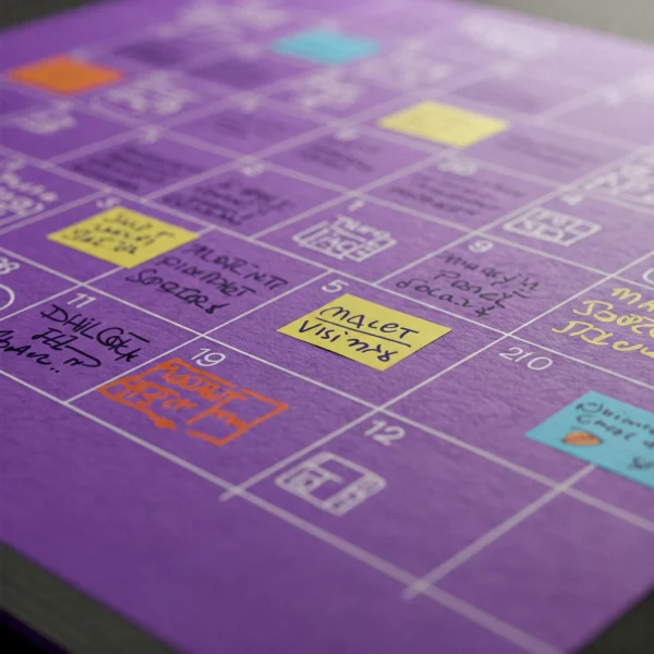 A busy calendar illustrating the additional planning required for offshore outsourcing, highlighting the contrast with nearshore options.